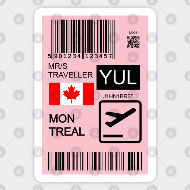 Montreal Canada travel ticket Magnet by Travellers